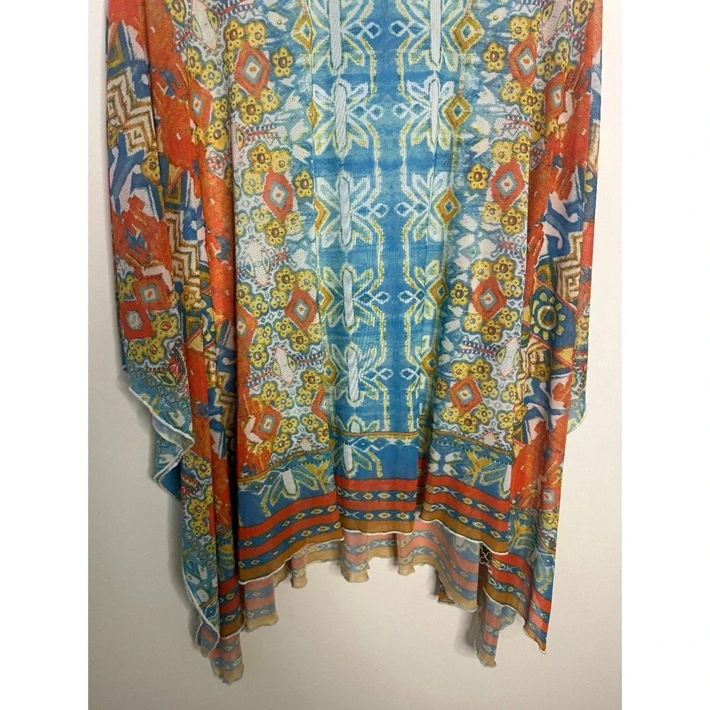 Ali Miles Womens XL Sheer Mesh Poncho Top Geometric Handkerchief Hem *Flawed - Picture 12 of 14